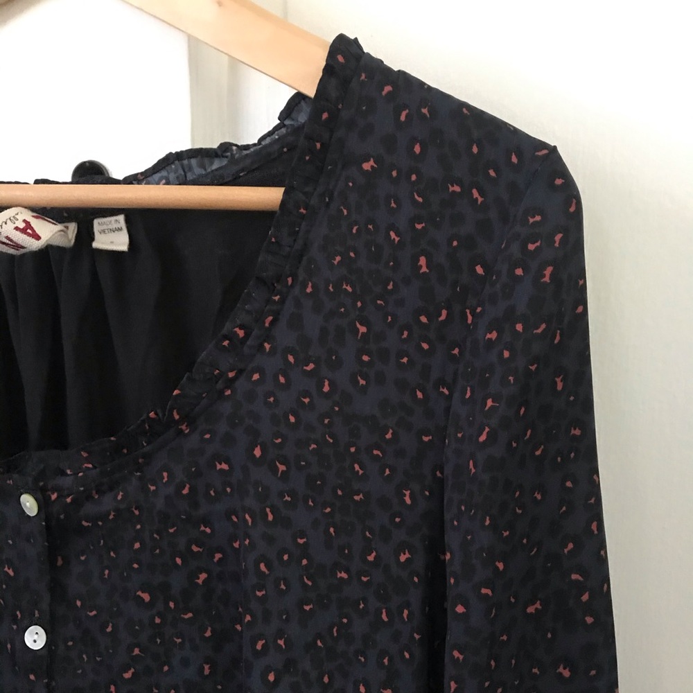 Anthro Dolan Marilyn animal print contrast blouse - Picture 4 of 16
